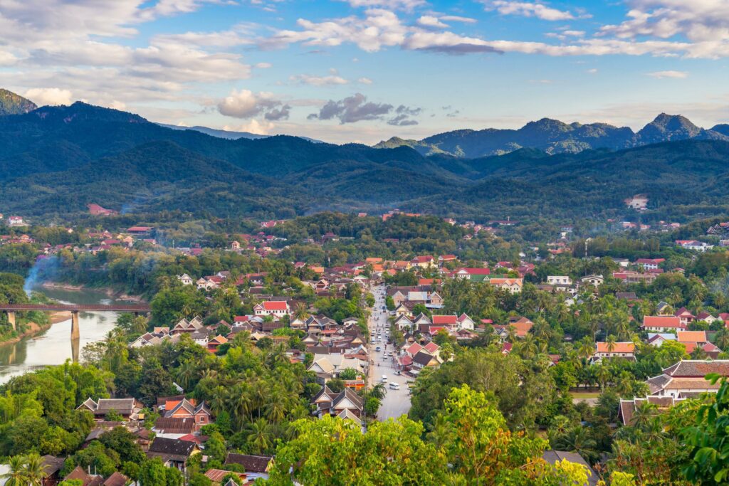 Viewpoint and beautiful landscape in luang prabang, Laos. Stock Free