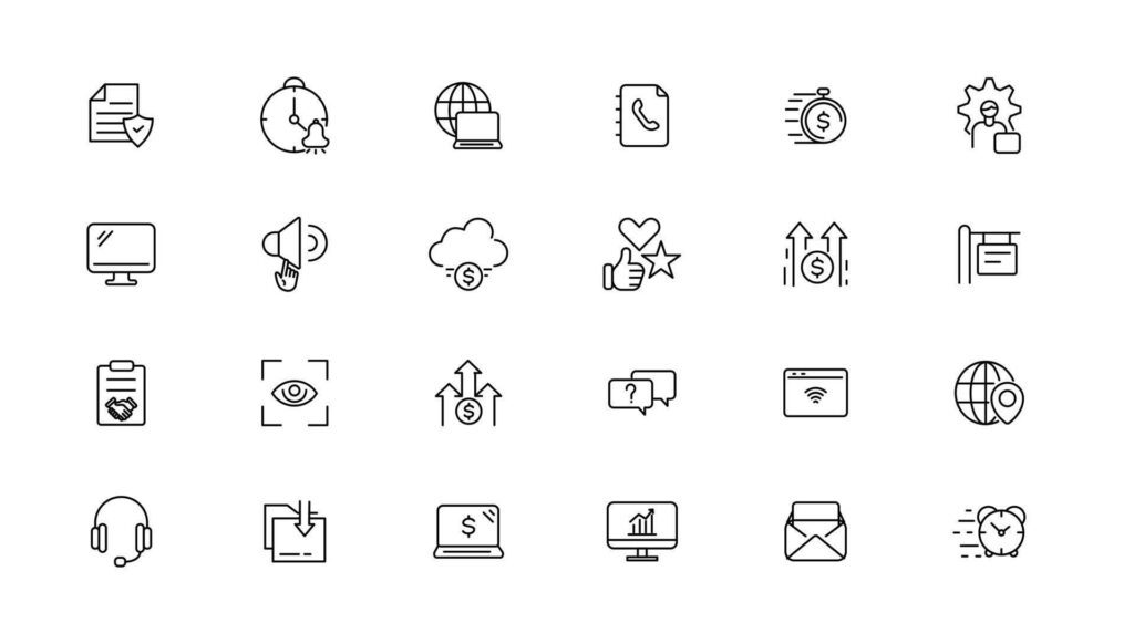 Digital business linear icons collection.Set of thin line web icon set, simple outline icons collection, Pixel Perfect icons,. Stock Free