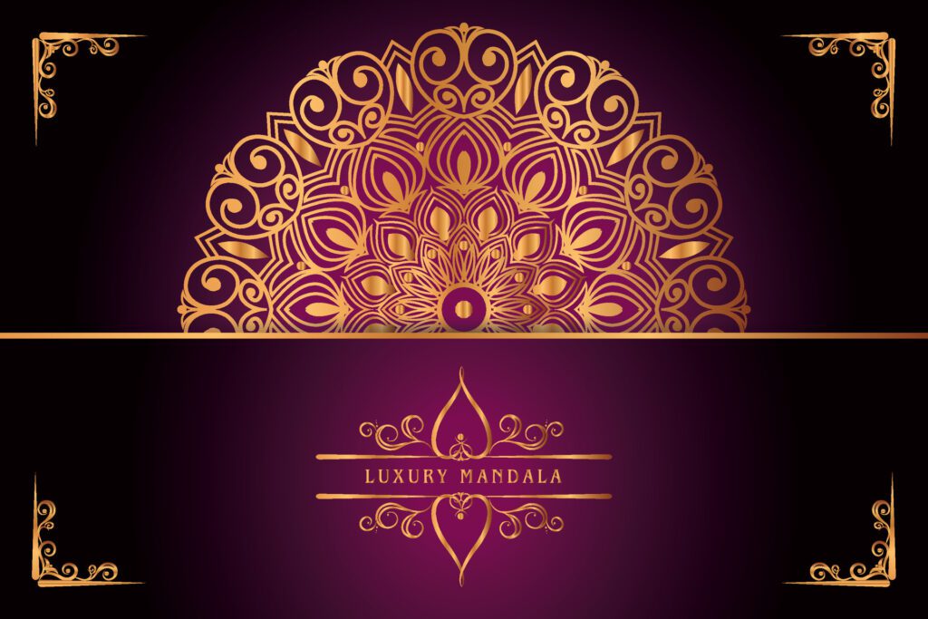 golden mandala design with gradients background Free Vector