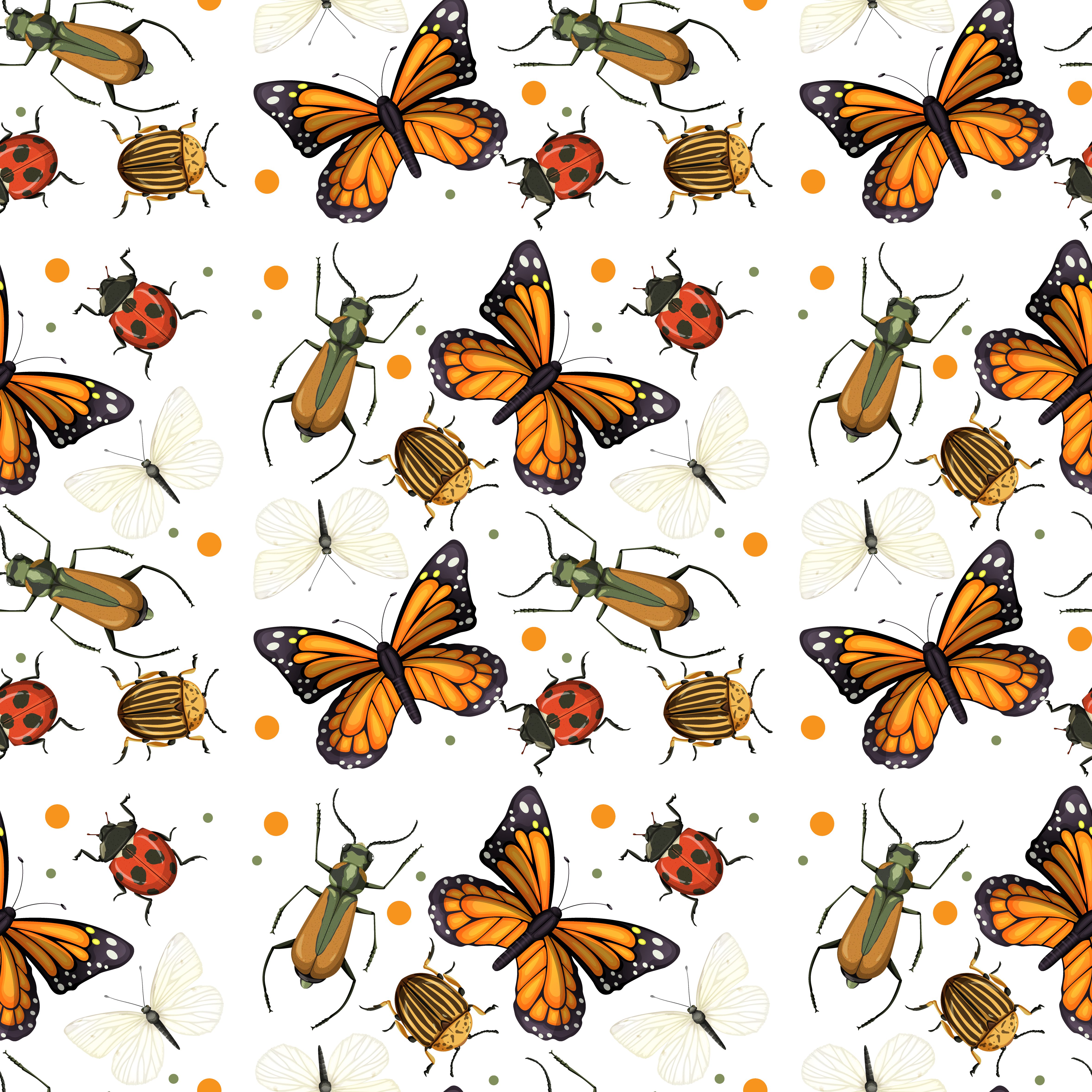 Different insects seamless pattern Free Vector