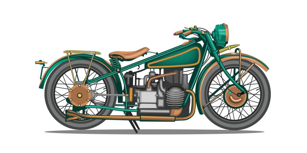 Classic motorcycle in green color vector for background design isolated on white background. Free Vector