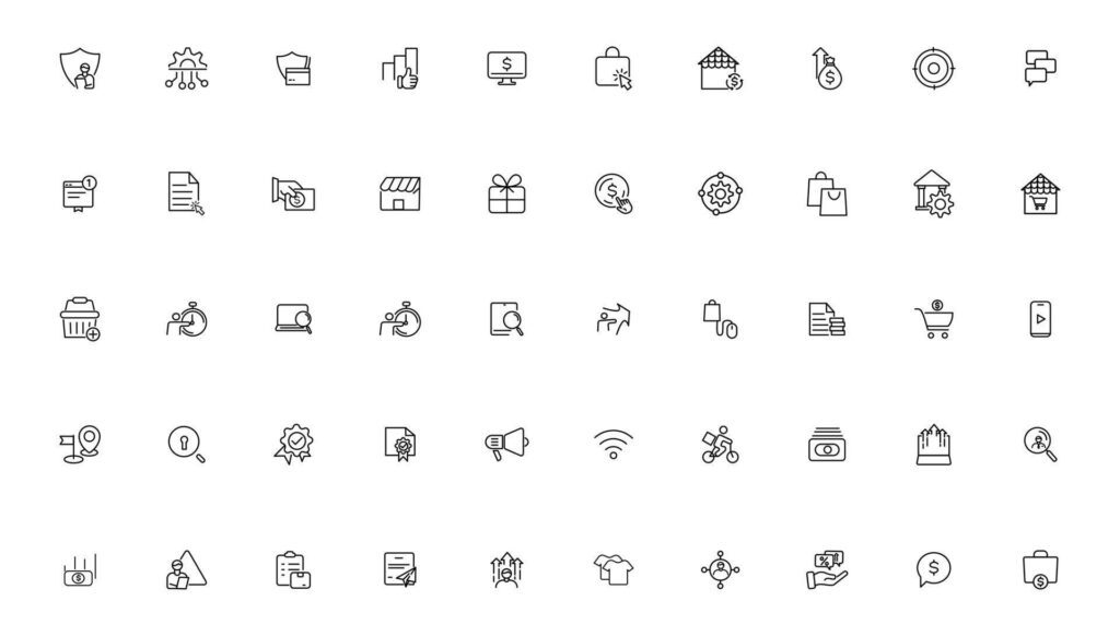 Digital business linear icons collection.Set of thin line web icon set, simple outline icons collection, Pixel Perfect icons, Stock Free