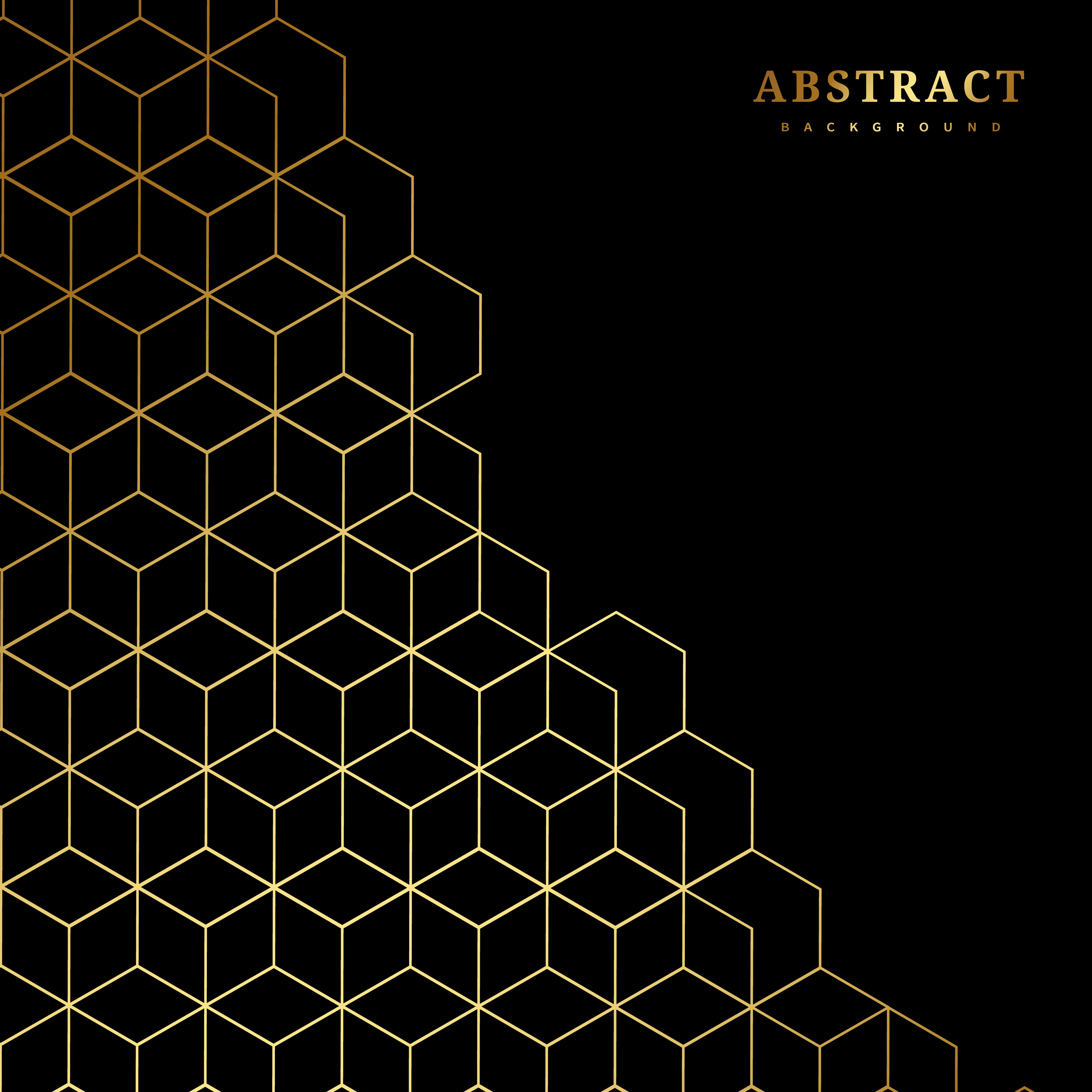 Gold hexagons pattern on black Free Vector