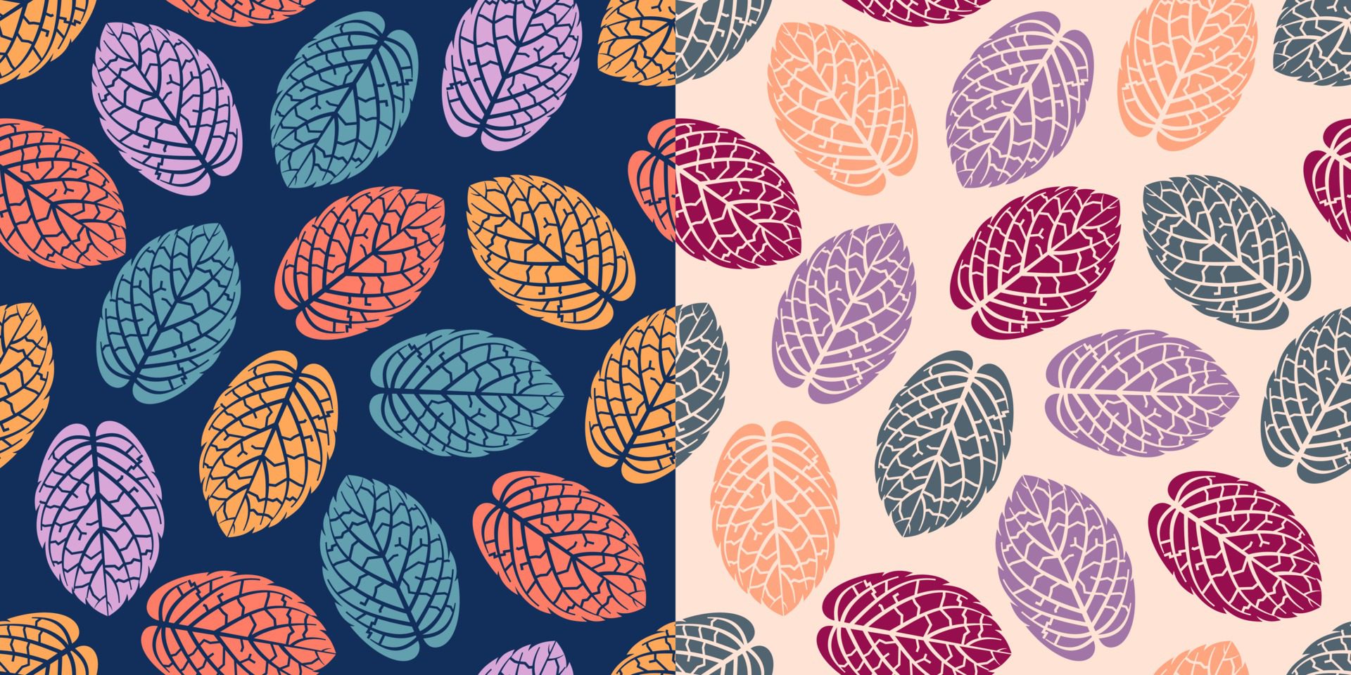 Colorful leaves plants seamless pattern Free Vector