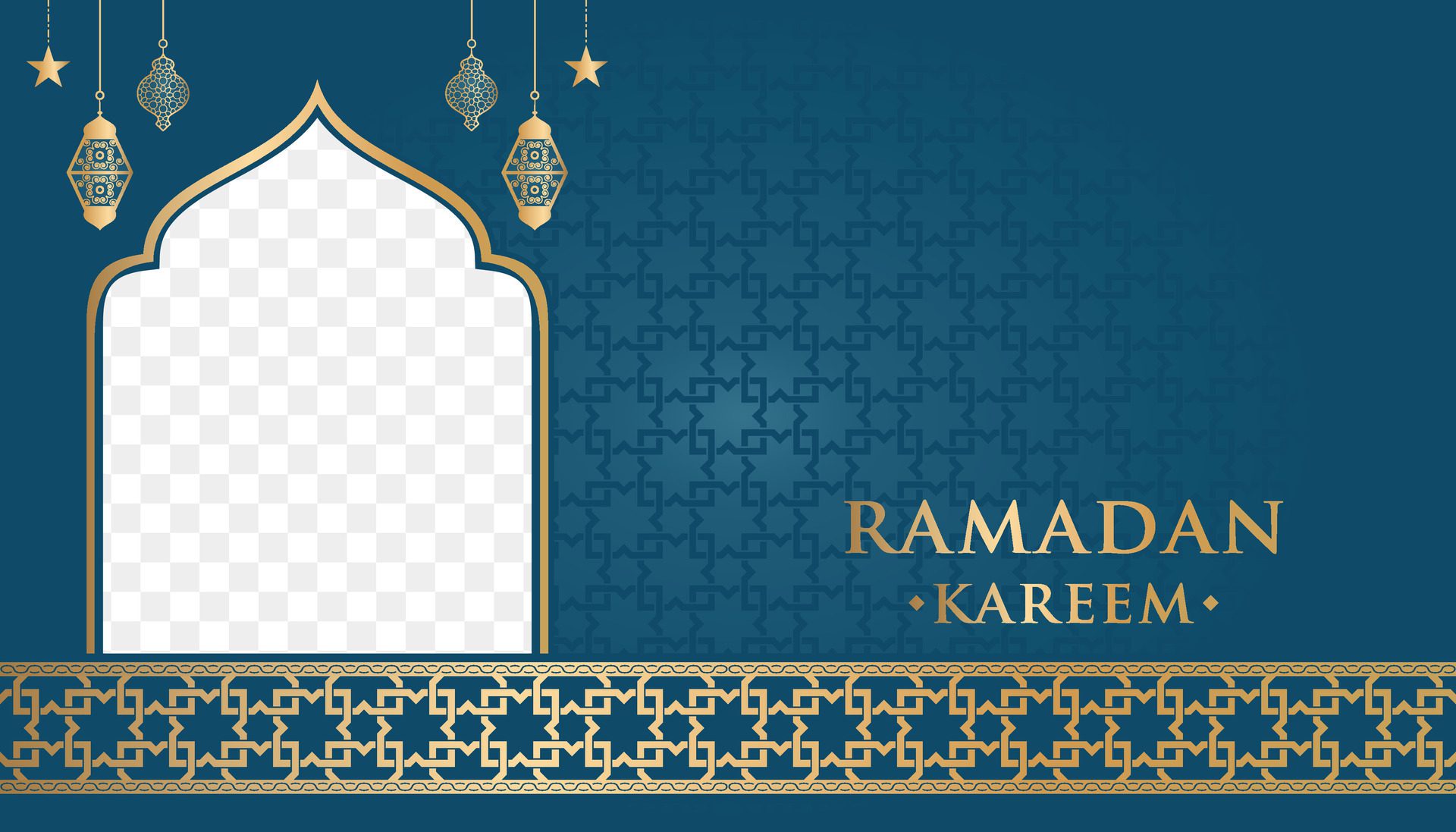 Islamic Ramadan Kareem Eid Mubarak Arabic Luxury Ornamental Background with Islamic Pattern and Decorative Ornament Frame Free Vector