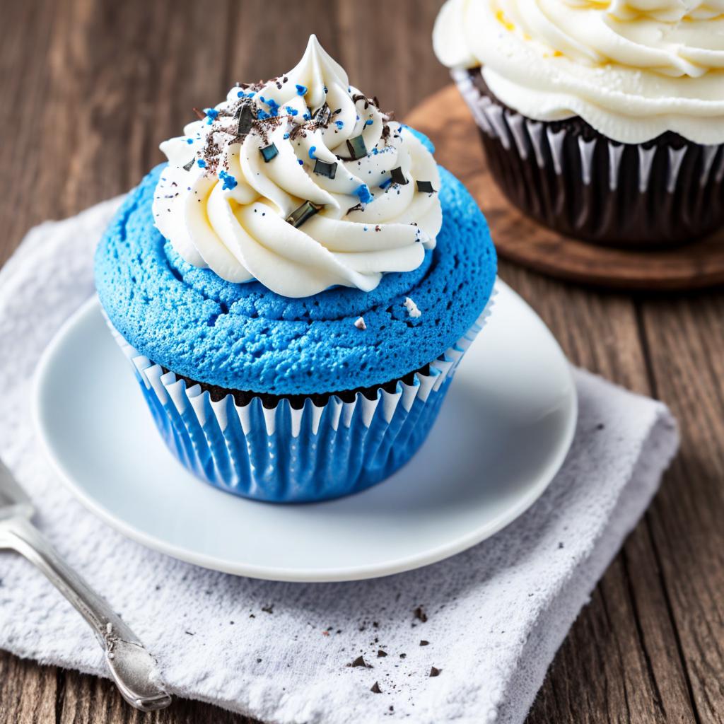 Blauer Cupcake mit weißem by @ai_generated