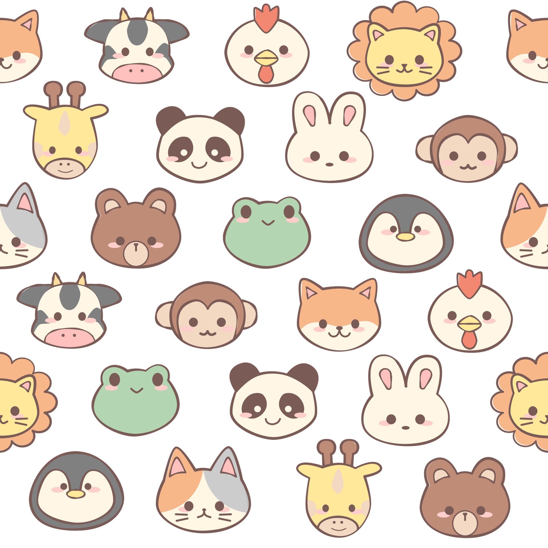 
									Cute animal cartoon seamless pattern Free Vector