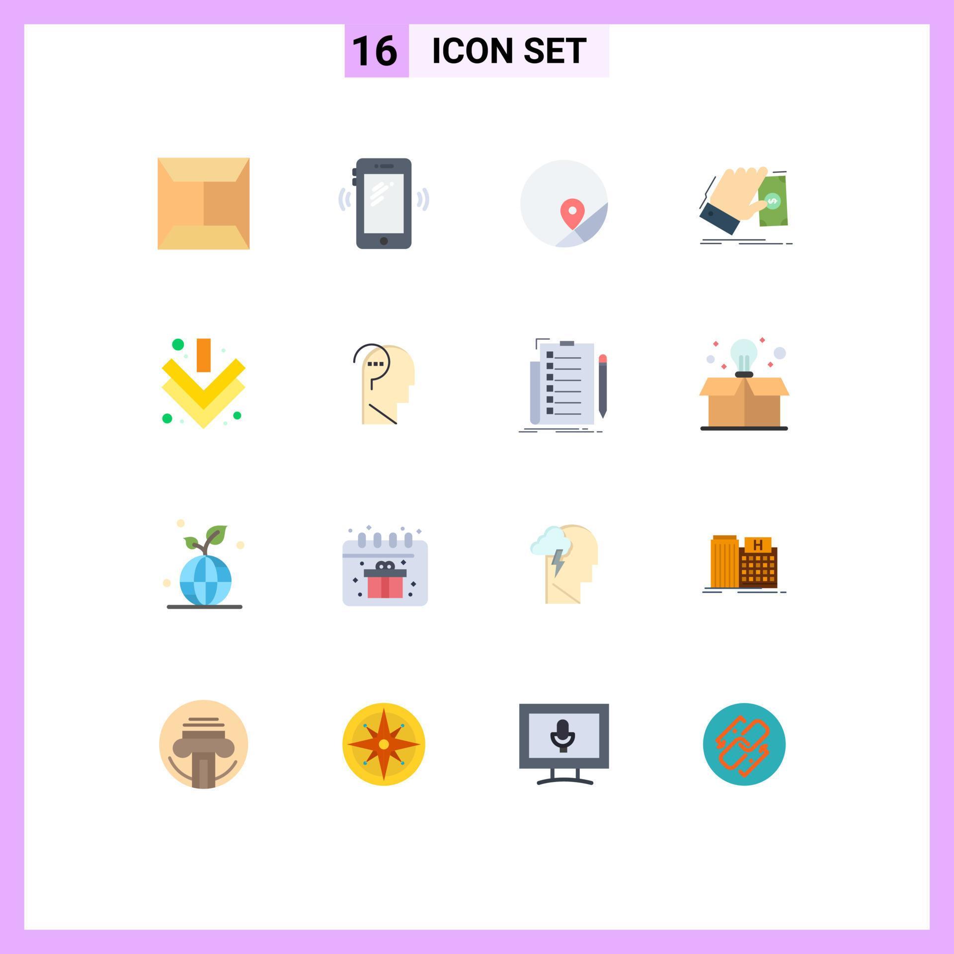 Modern Set of 16 Flat Colors and symbols such as arrow earn basic money business Editable Pack of Creative Vector Design Elements Stock Free