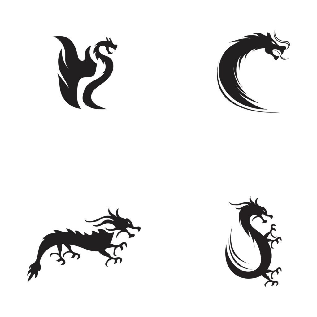 Dragon vector icon illustration design logo template Stock Free