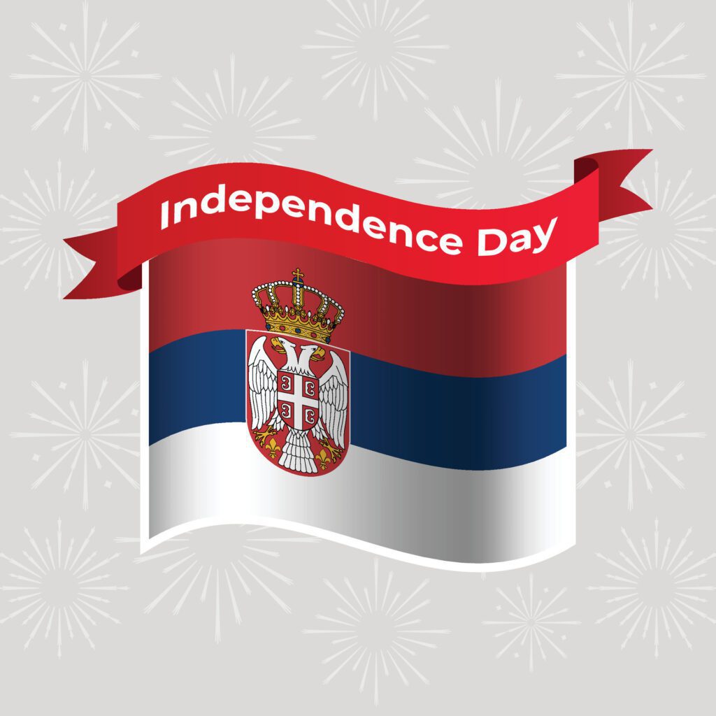 Serbia Wavy Flag Independence Day Banner Background Free Vector