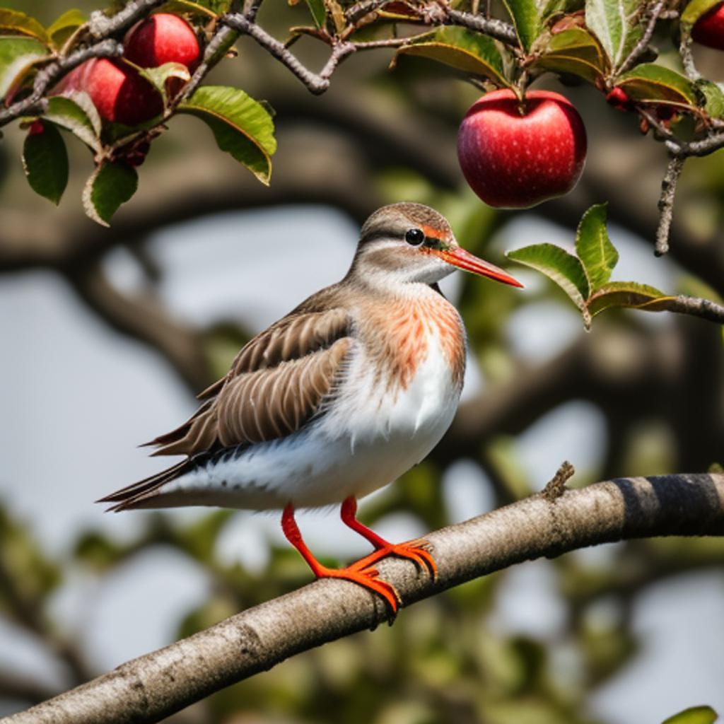 Redshank bird perched on by @ai_generated