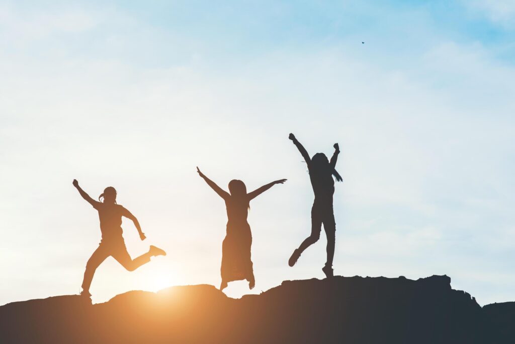 Silhouette of people happy time Stock Free