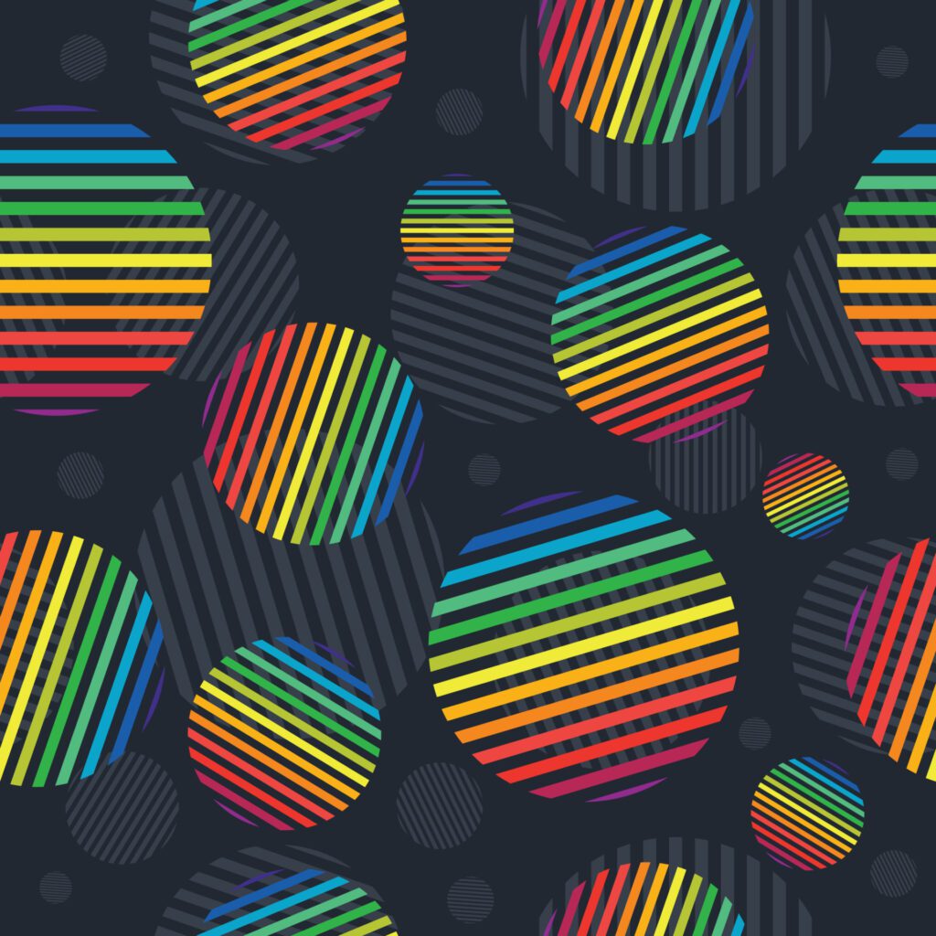 seamless pattern circle ornament with rainbow color Free Vector