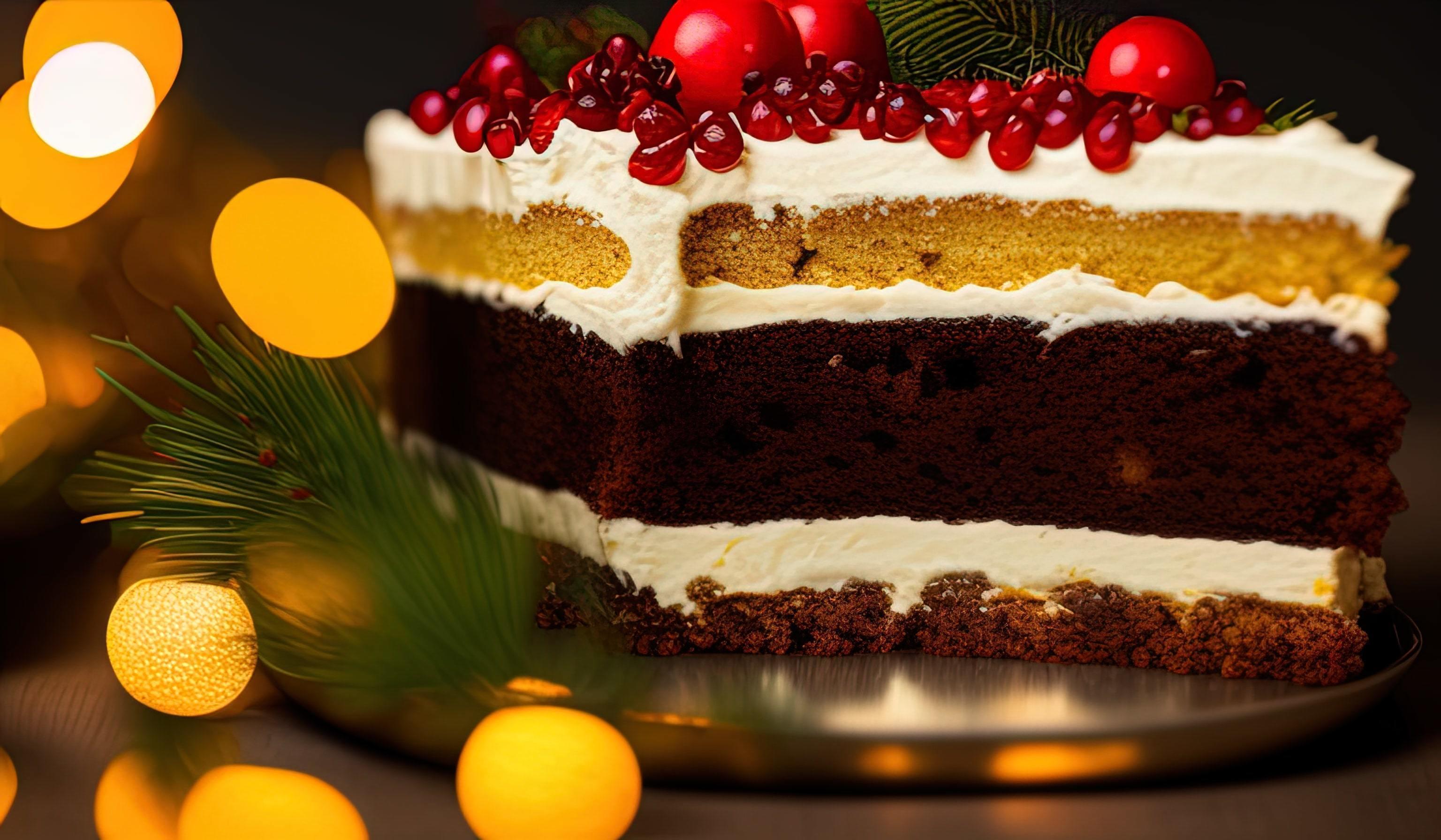 advertising professional food photography close up of a christmas cake Stock Free