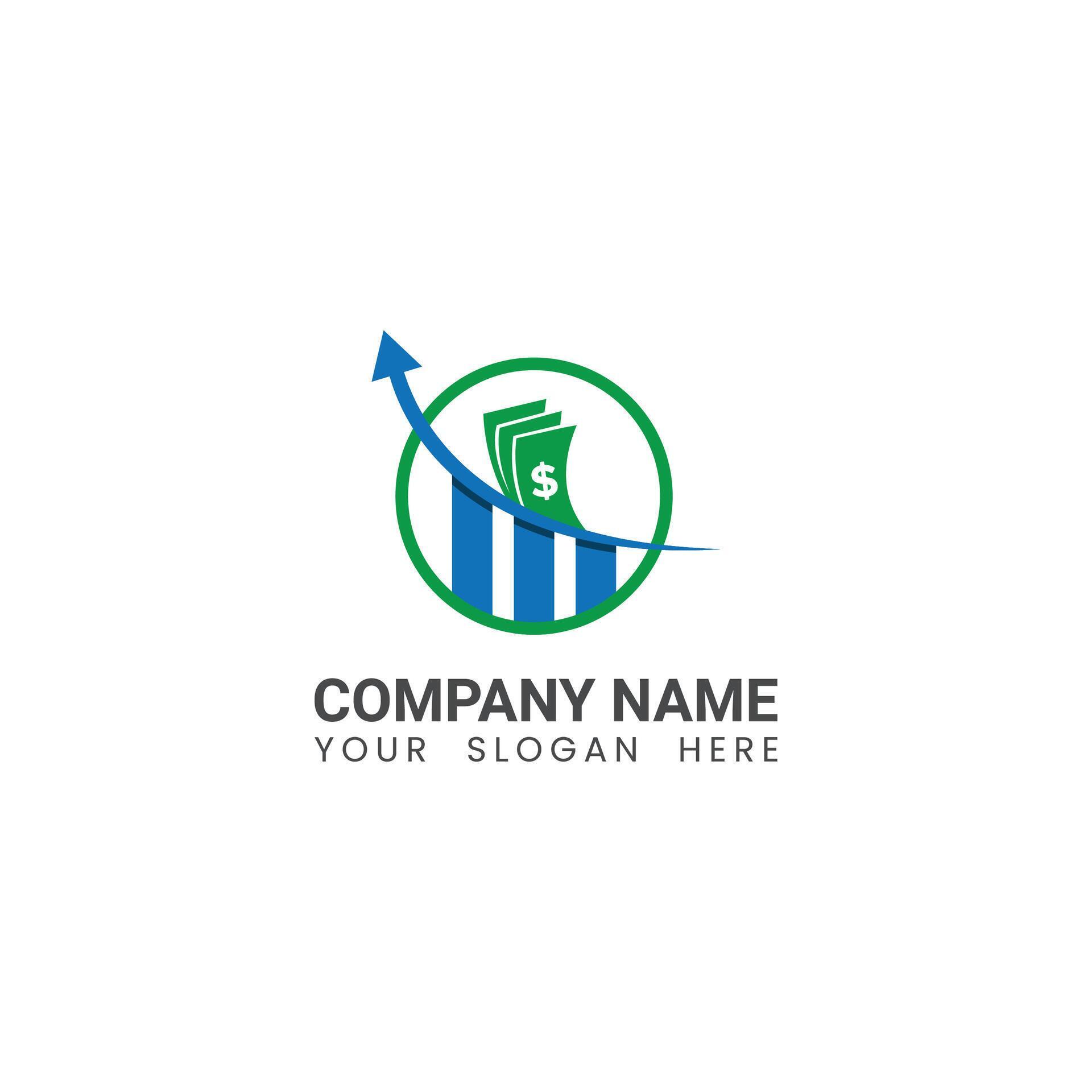 a business logo with a green arrow and dollar sign Stock Free