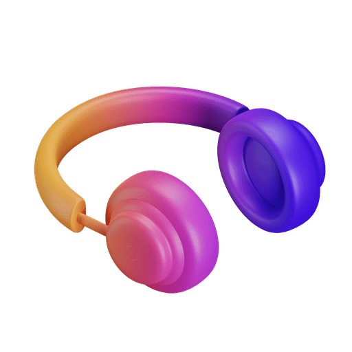 Headphone, music, audio 3D illustration