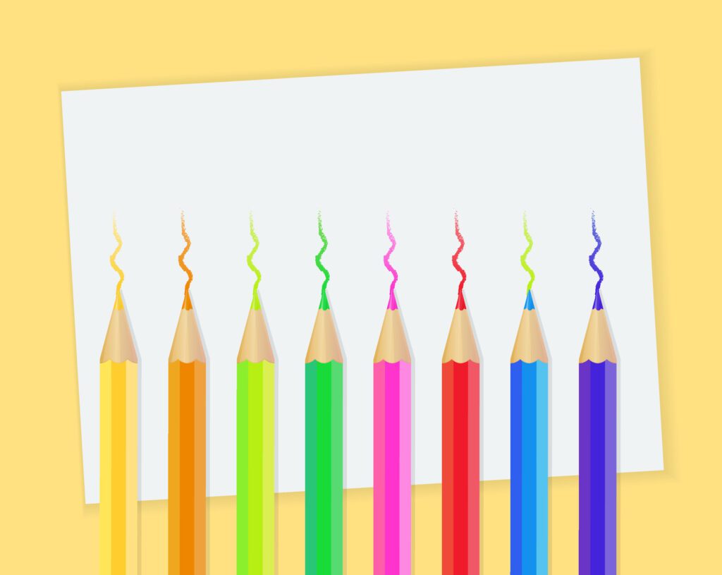 vector set of coloring pencil on white background Free Vector