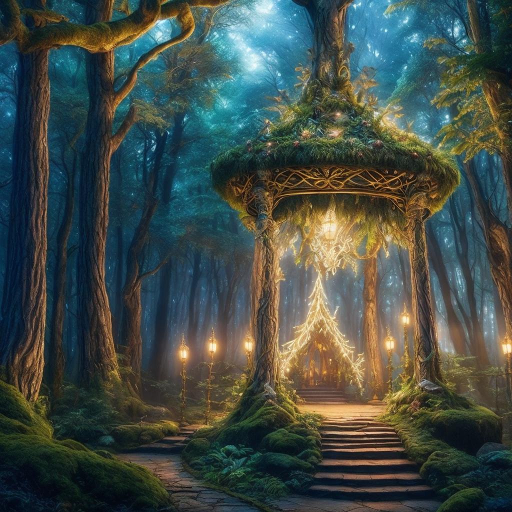 “Enchanted forest, magical lighting, by @ai_generated