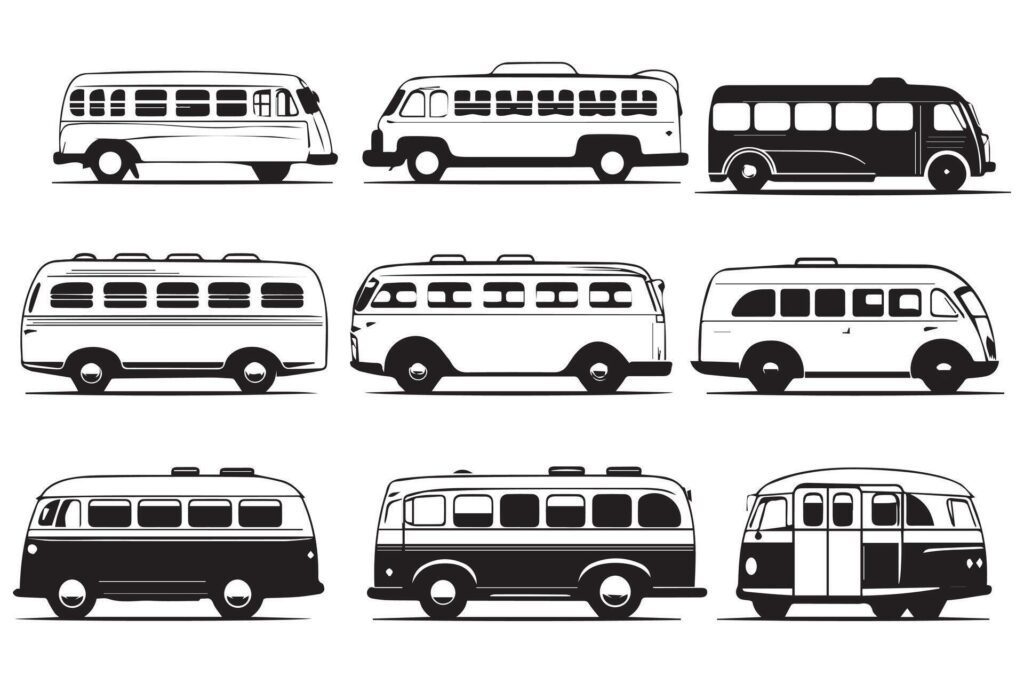 Bus icons set on white background Stock Free