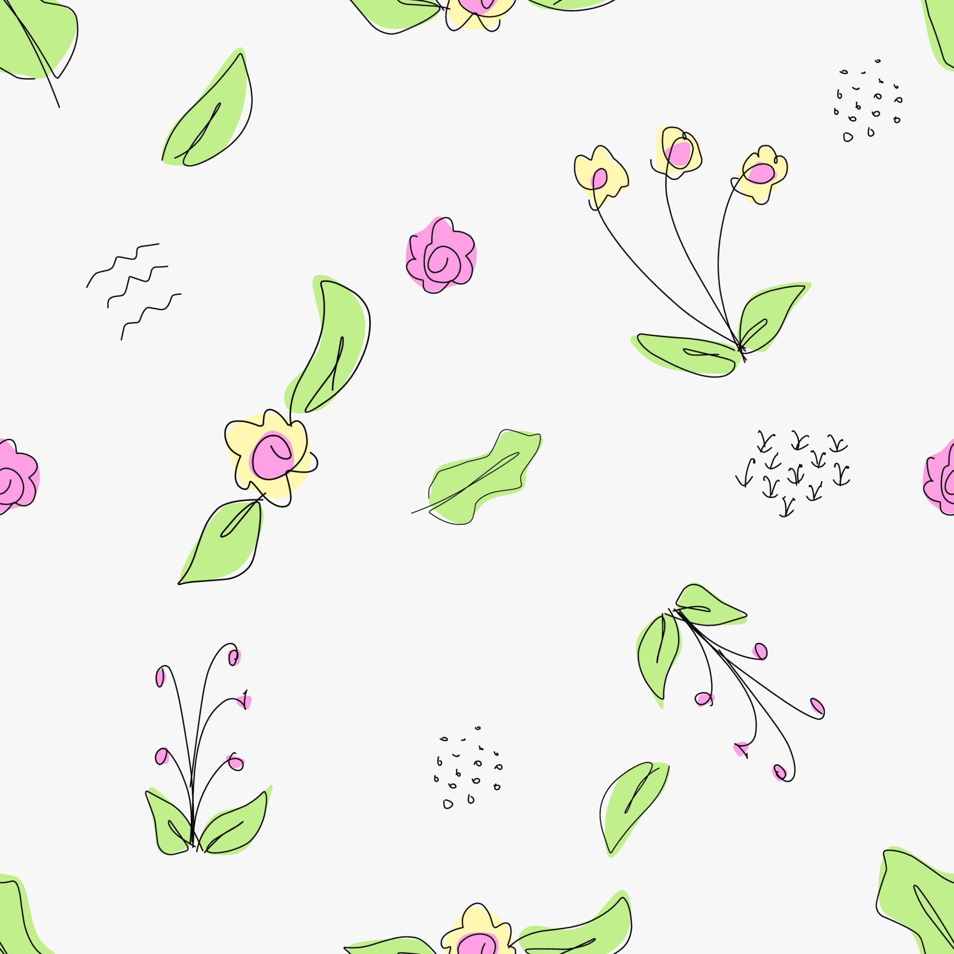 seamless pattern flower doodle background for web or print vector design element Free Vector