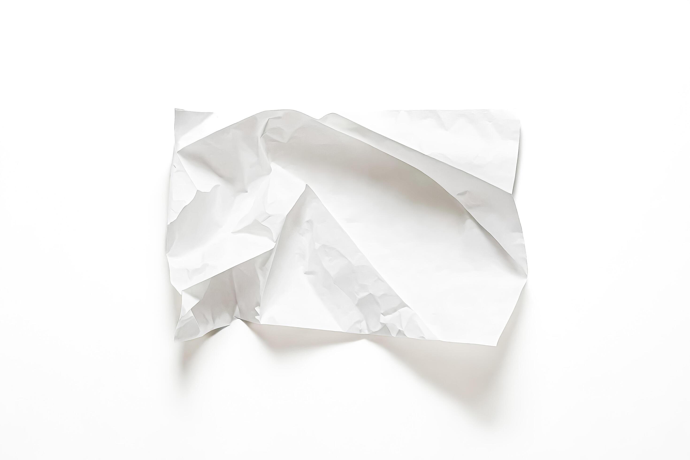 Crumpled white paper on white background Stock Free