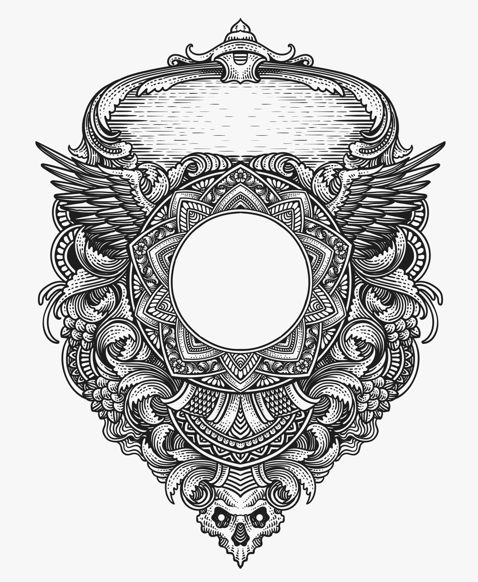 Vintage border frame engraving with antique ornament pattern – Eps 10 Free Vector