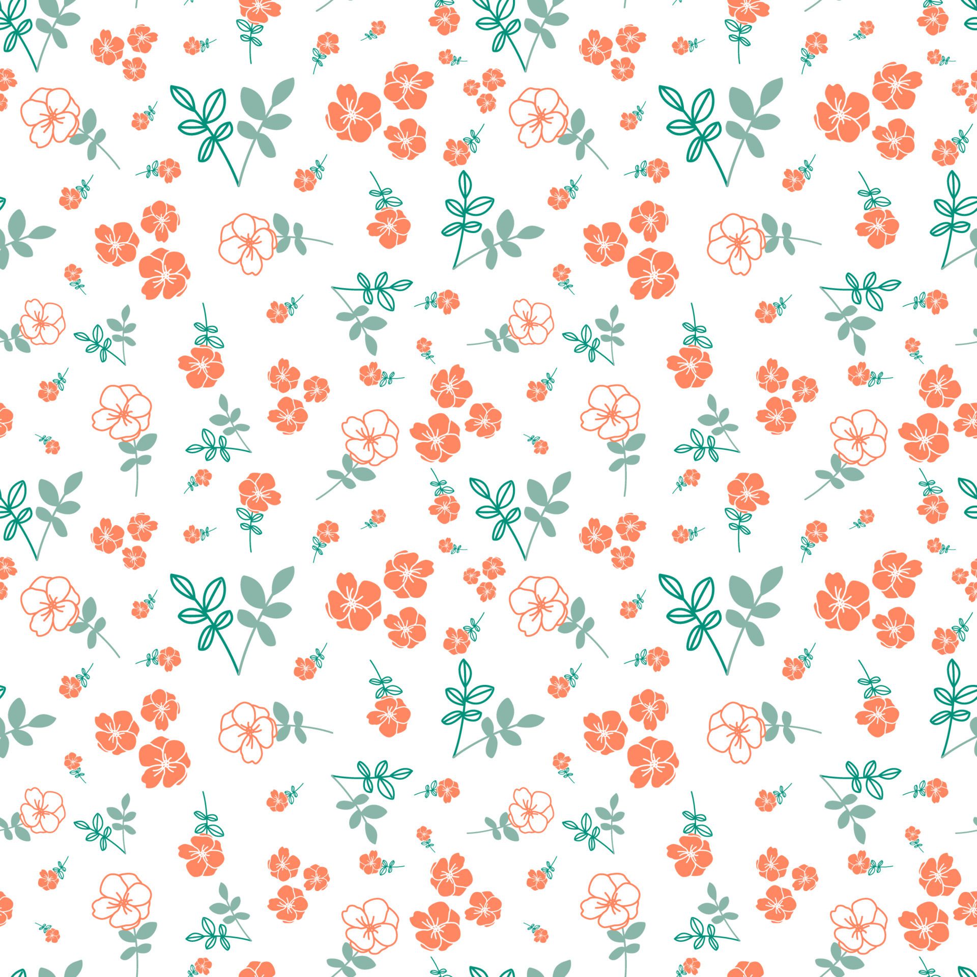 Cute Floral Seamless Pattern Free Vector