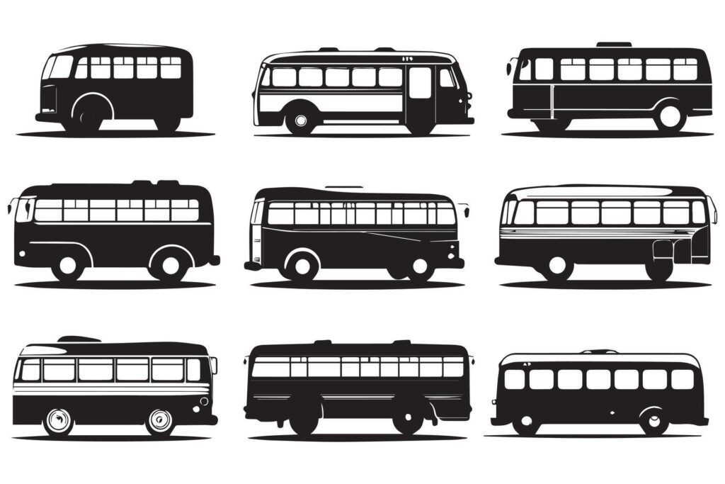 Set of bus icon illustration. Isolated on white background Stock Free