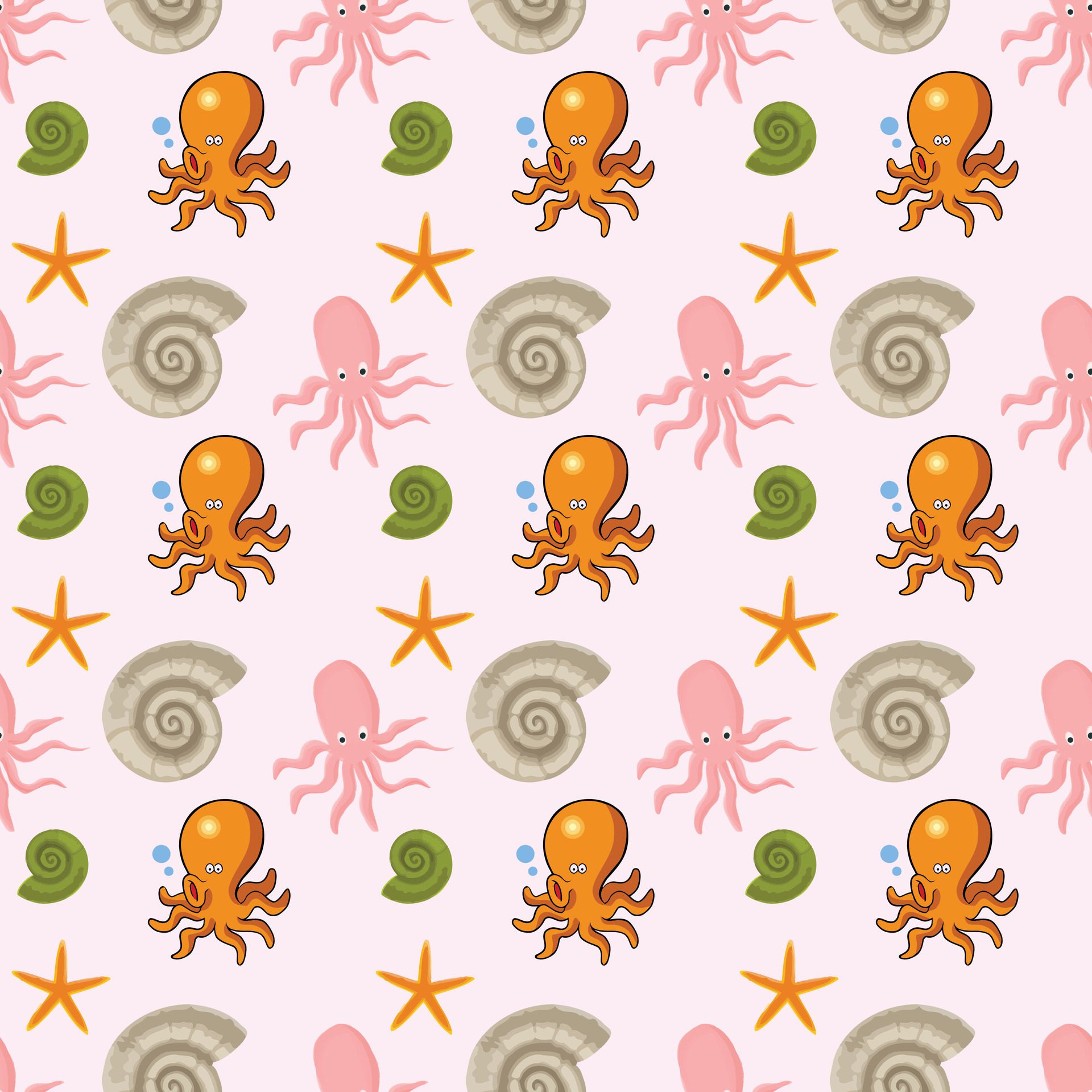 Octopus And Friends Seamless Pattern Design Free Vector