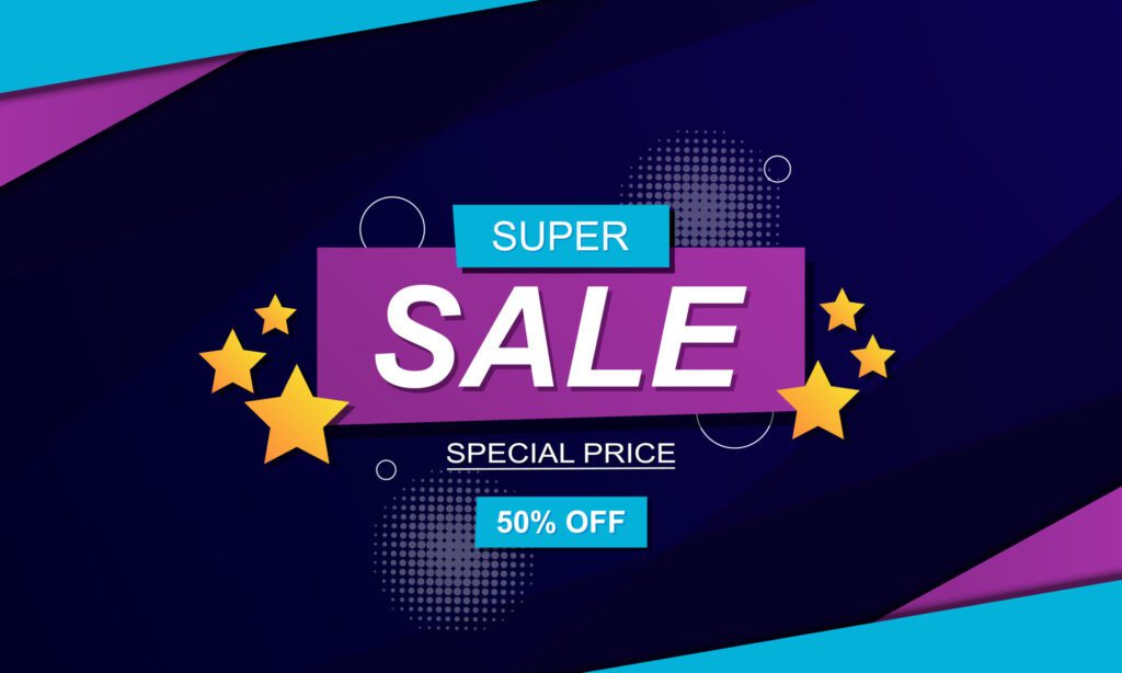 Sale banner background with blue and purple stripes background. Abstract banner background. Free Vector