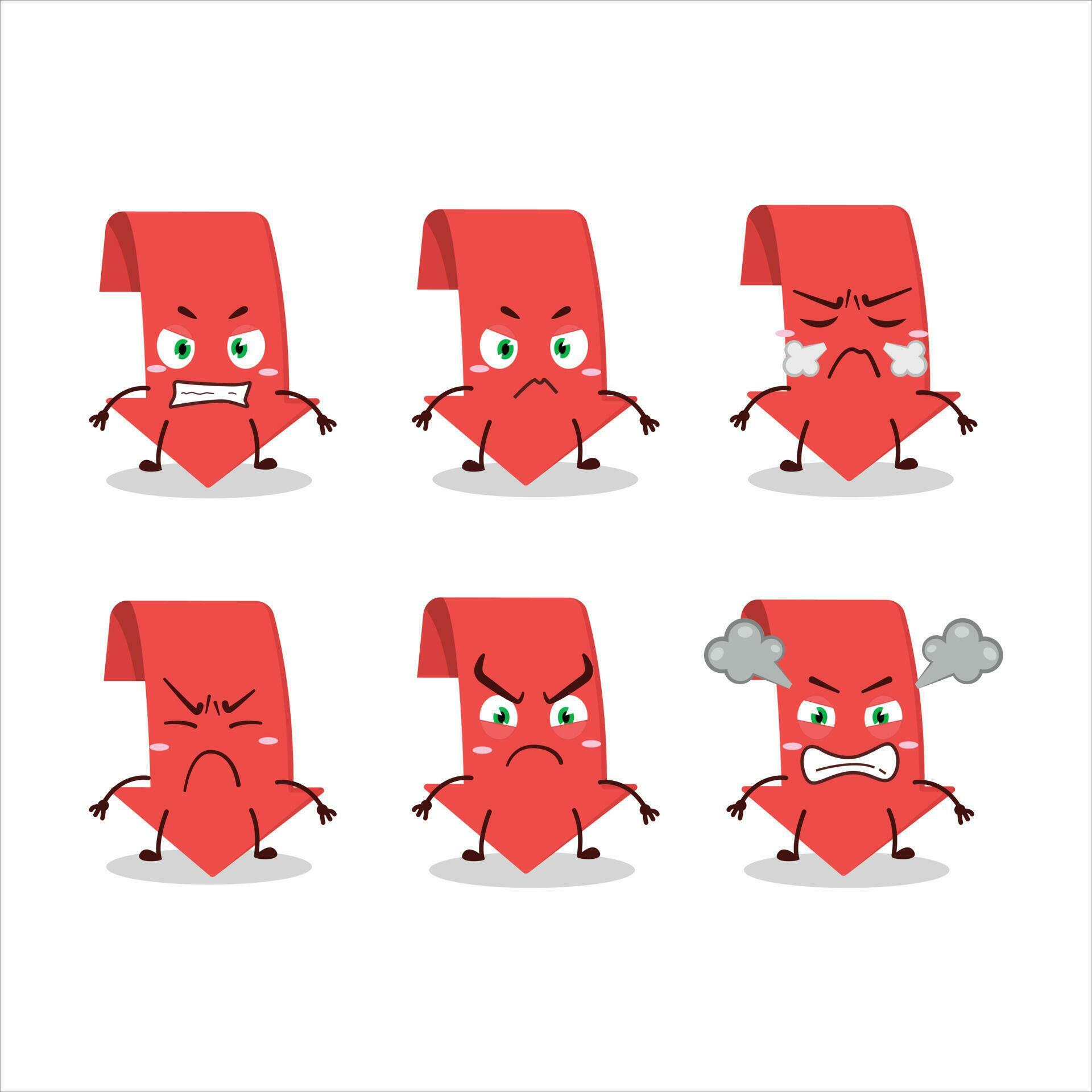 Arrow down cartoon character with various angry expressions Stock Free