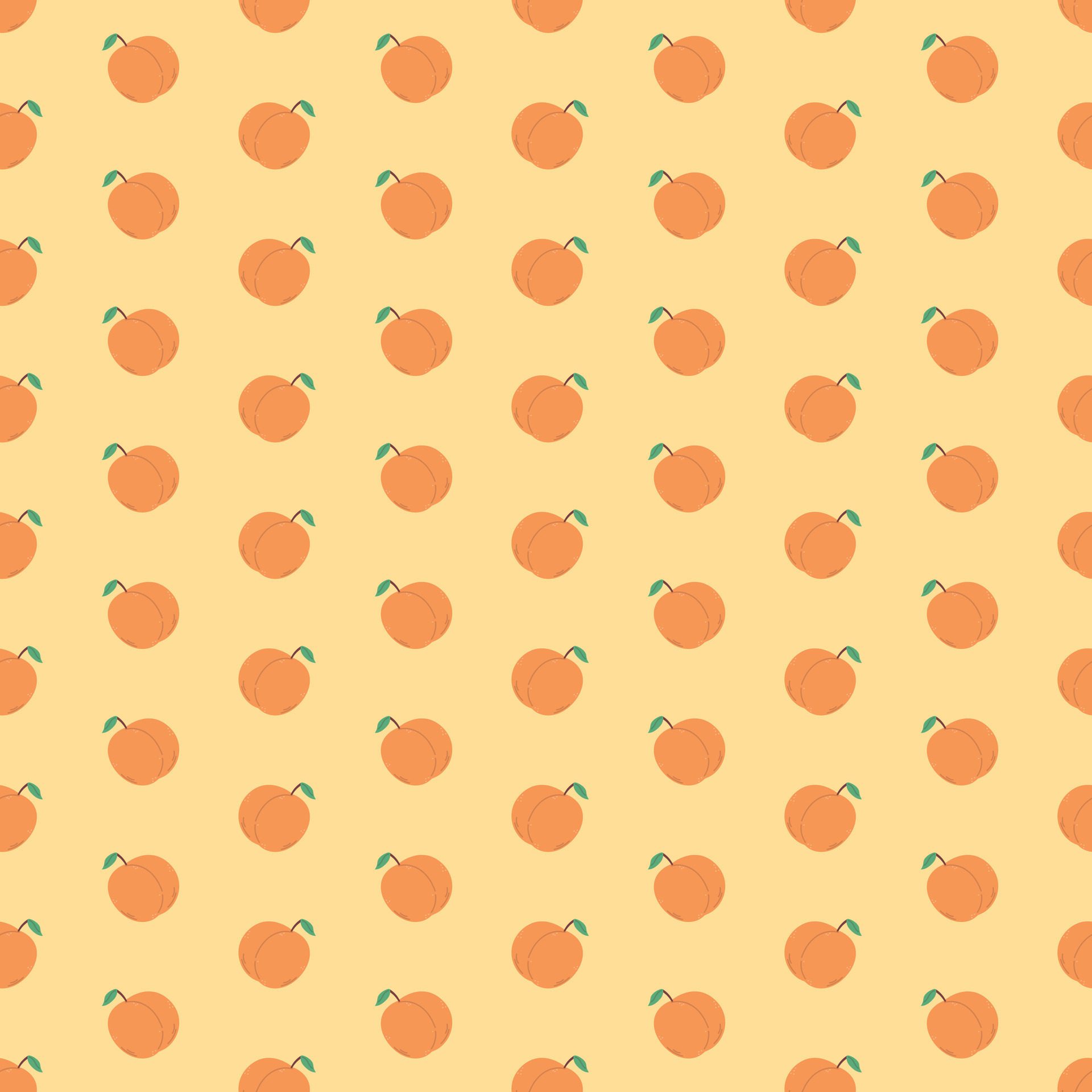 Peach Seamless Pattern With Leaves Free Vector