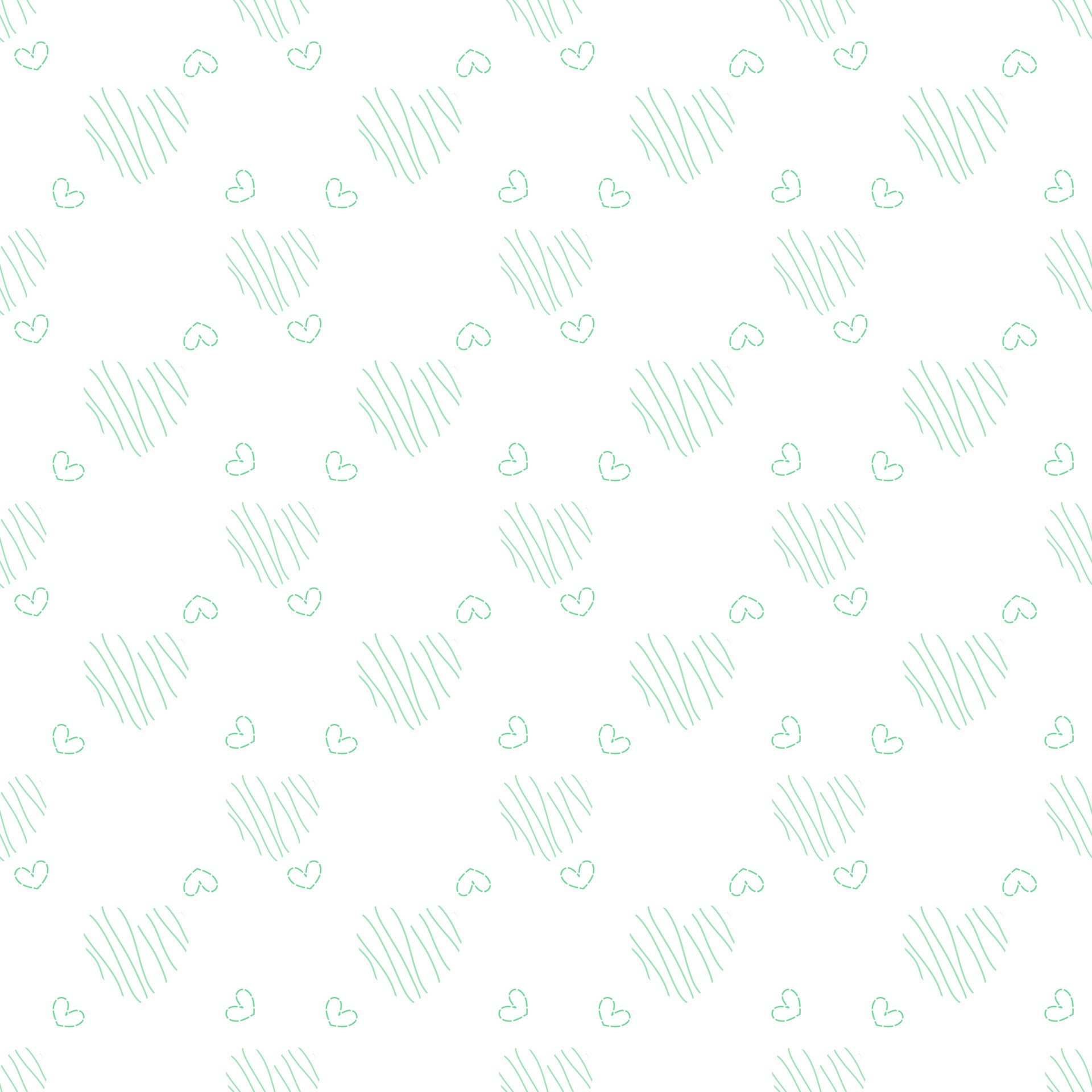 Vector background seamless pattern of green heart shape on white background Free Vector and Free SVG