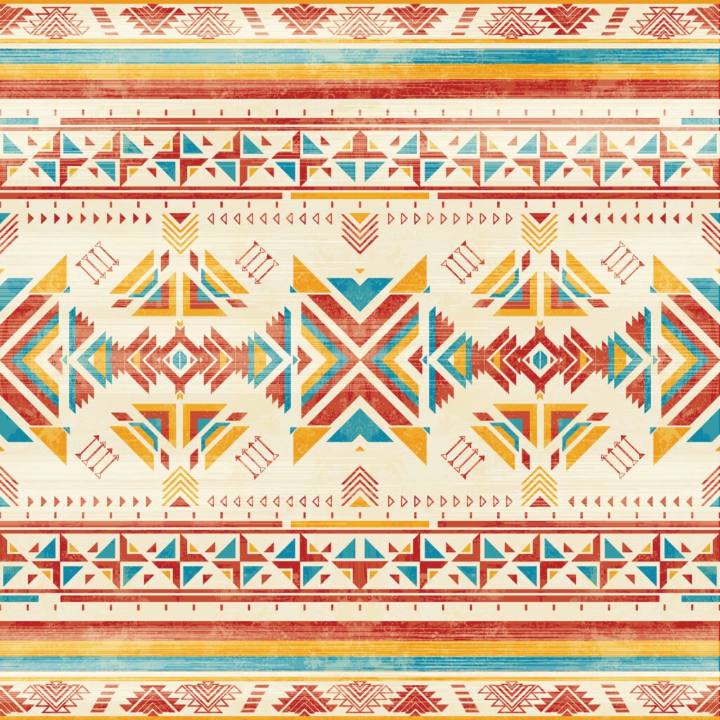 Native american indian ornament pattern geometric ethnic textile texture tribal aztec pattern navajo mexican fabric seamless Vector decoration fashion Free Vector