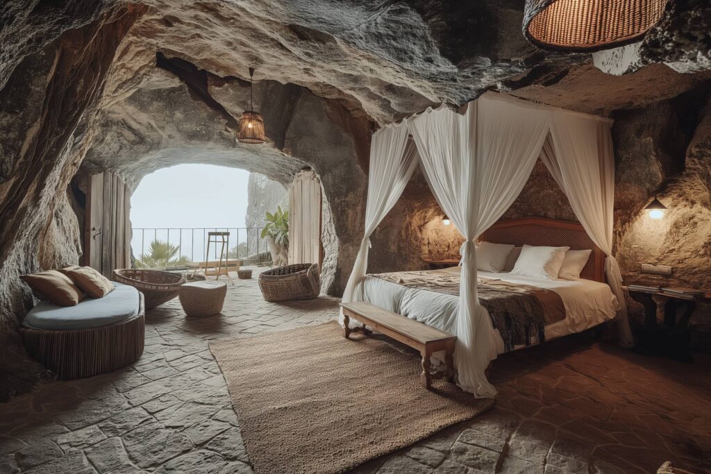 Beautiful Cave Accommodation Bedroom Stock Free