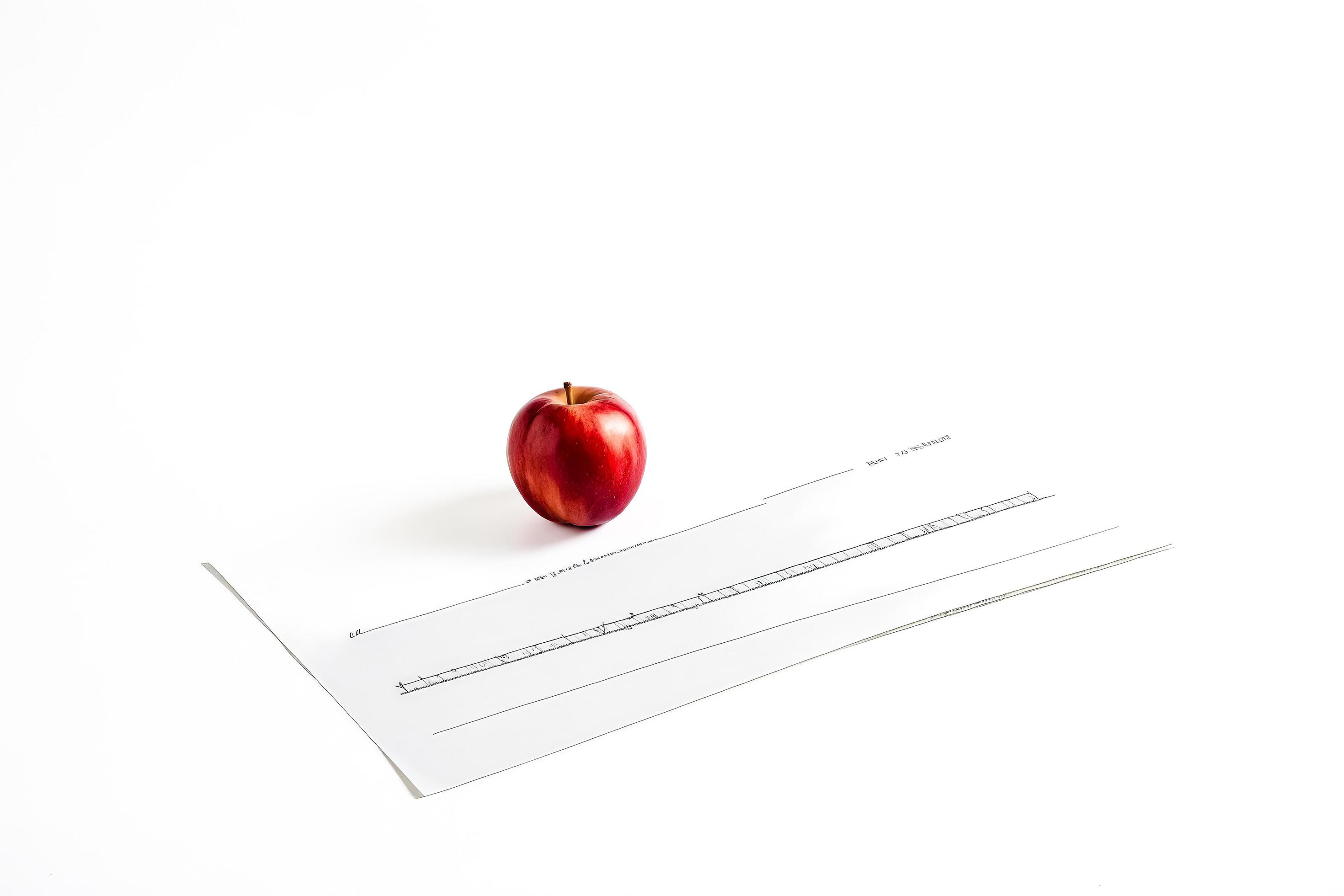 Red apple on a white background with a hand drawn timeline Stock Free