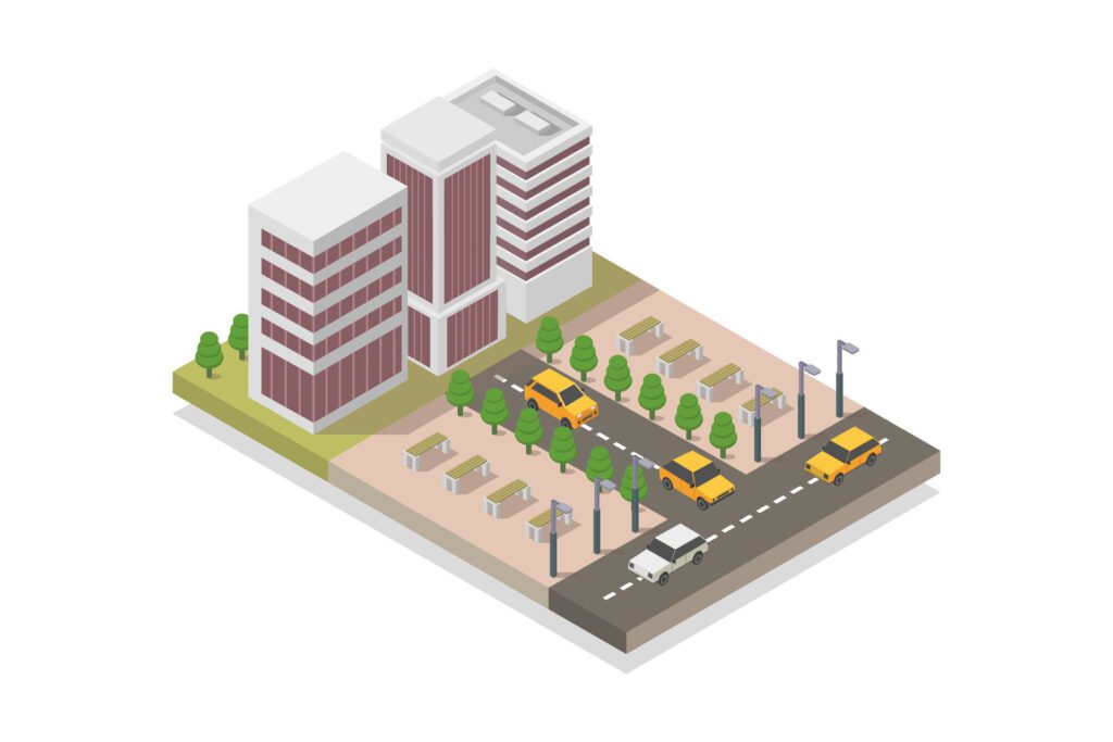 City isometric on white background Free Vector