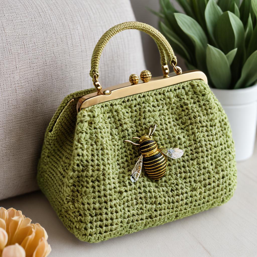 Bee shape crotchet purse by @ai_generated