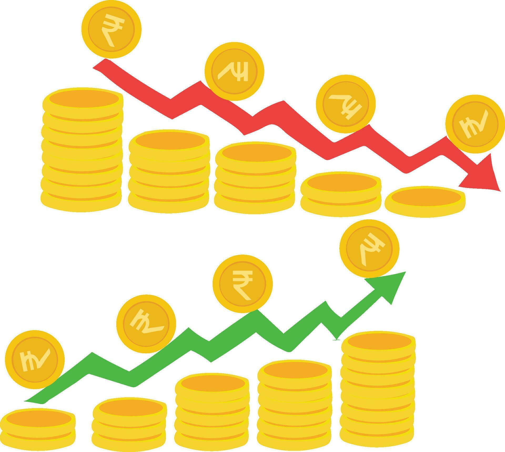 free vector yen euro rupee dollar sign yen euro rupee dollar Exchange Rate Weakening And Strengthening With Red Green Graphic Arrows Stock Free