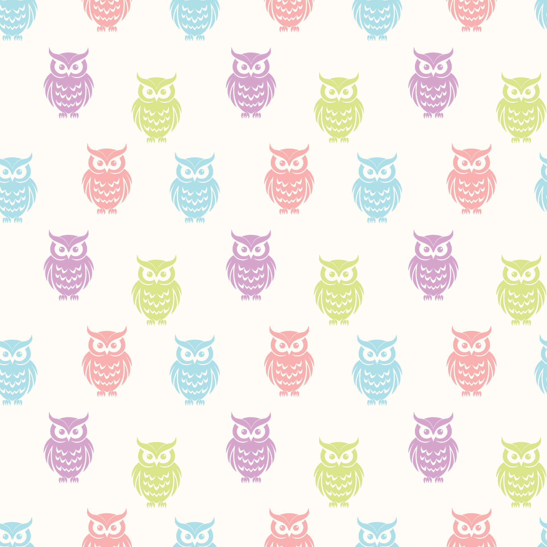 Colored Owls Look Out Seamless Pattern Design Free Vector