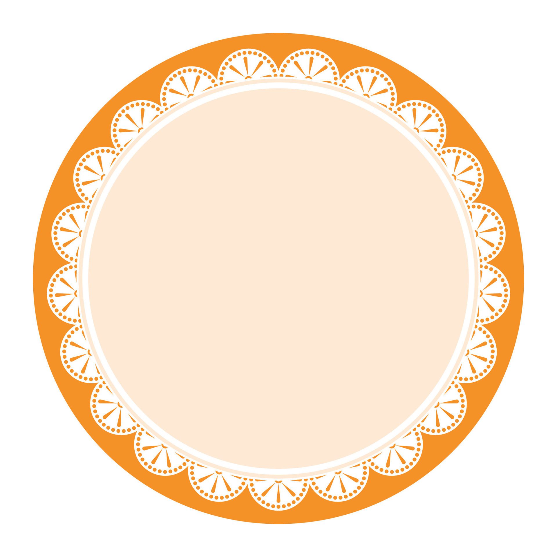 Simple Classic Orange Circle Shape with Decorative Round Patterns Design Free Vector