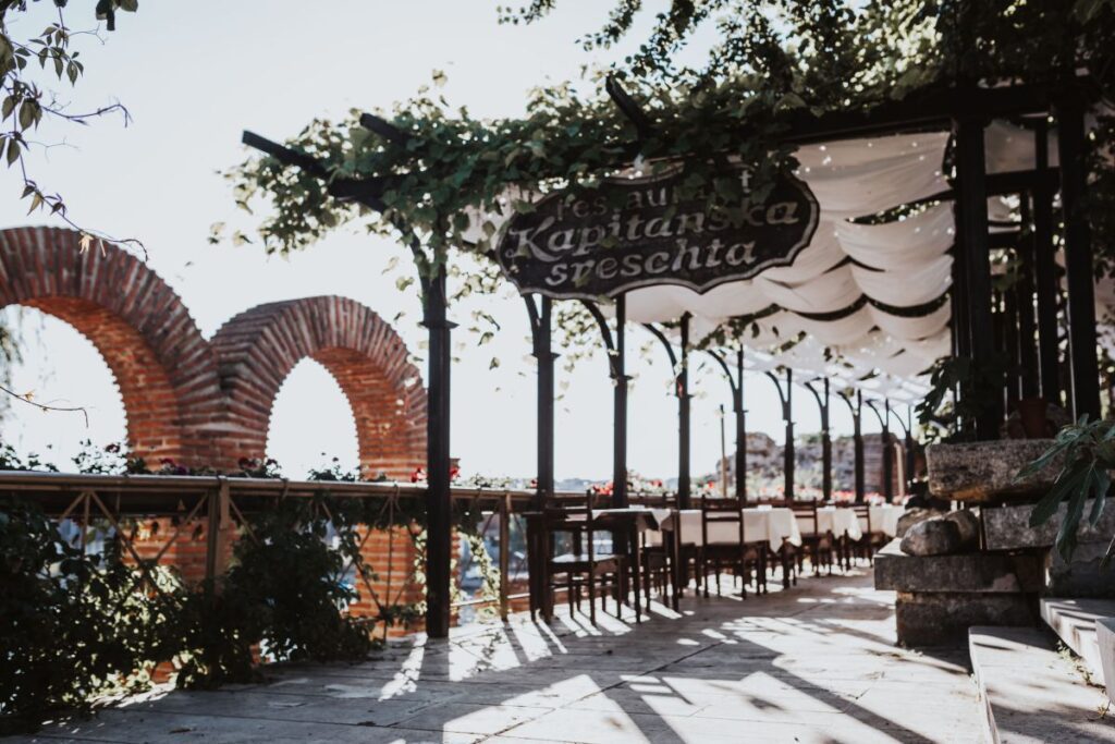 Restaurants in old town of Nessebar, Bulgaria Stock Free