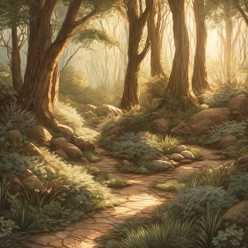 Woodland forest scene, serene by @ai_generated