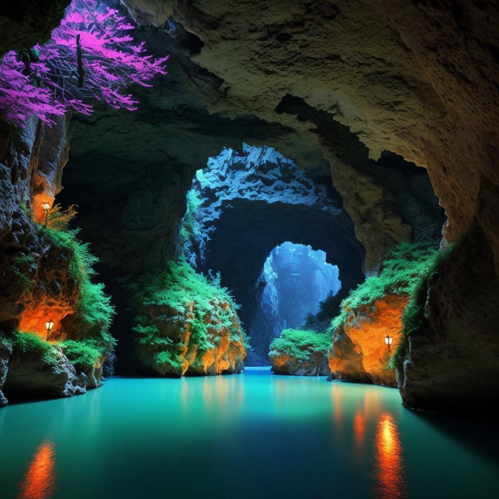 Grotte avec lac souterrain by @ai_generated