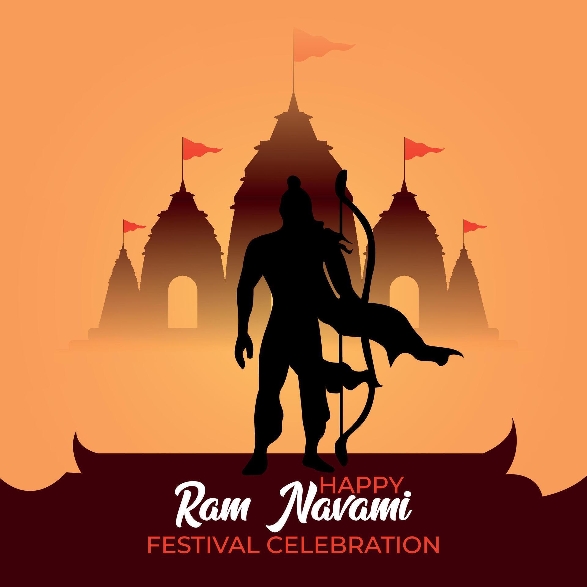 Ram Navami celebration lord Rama with bow arrow Stock Free