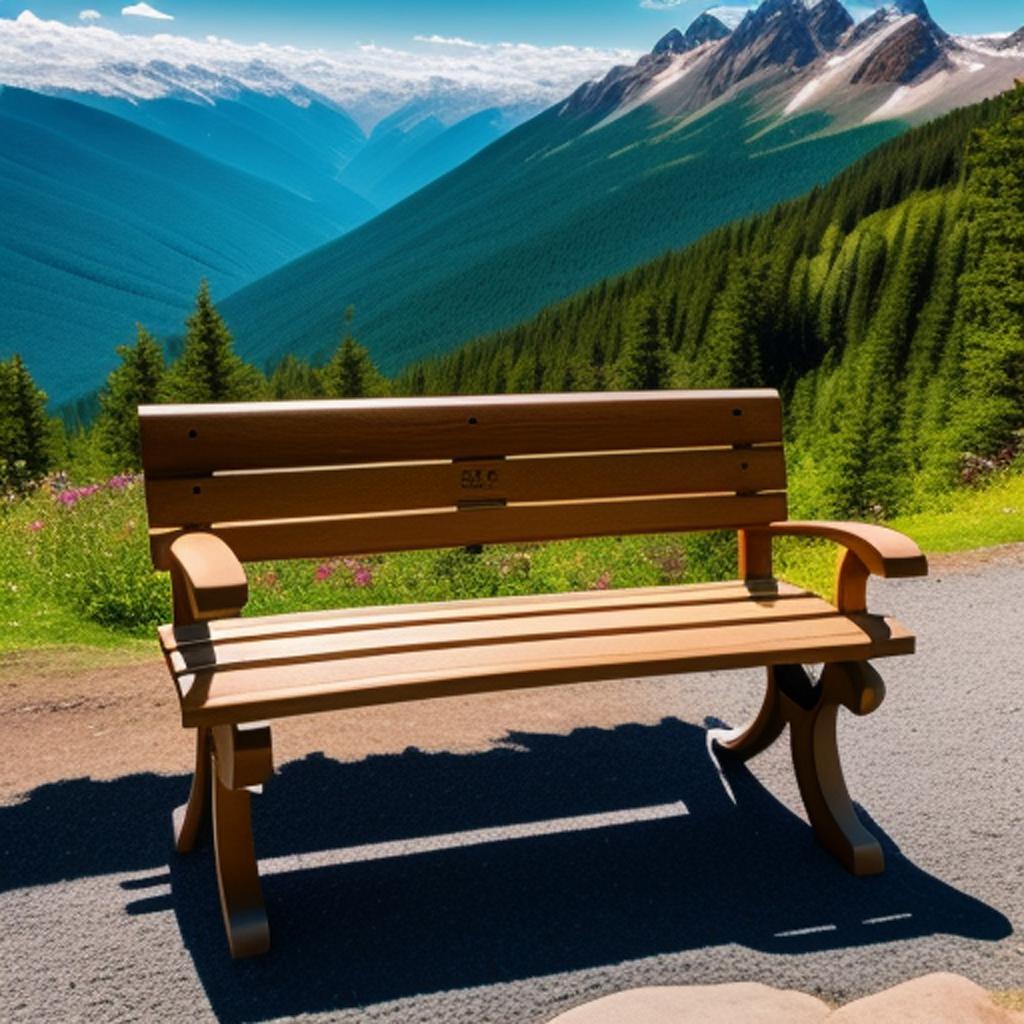 Bench at the mountain by @ai_generated