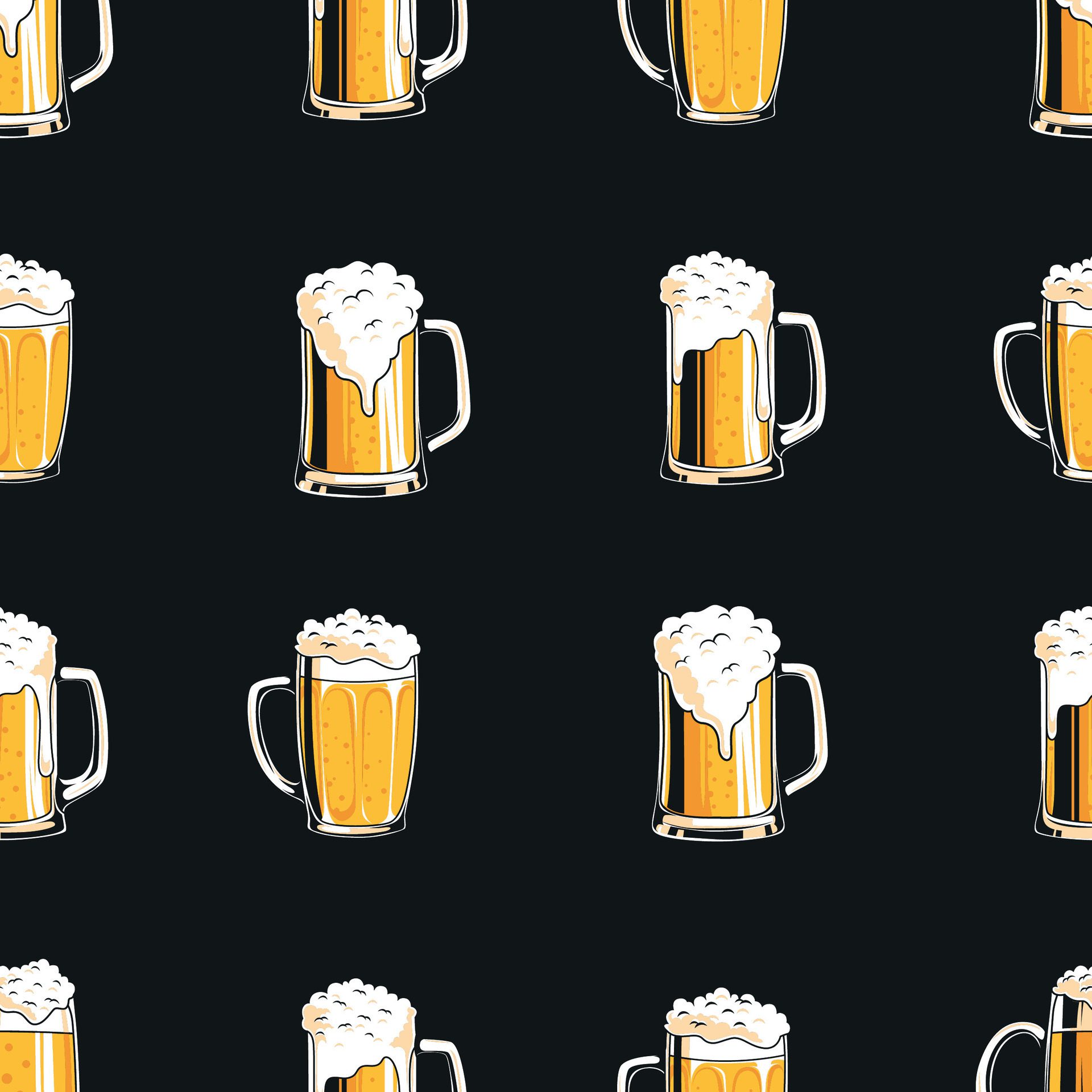 cold beer mug vintage seamless pattern, retro style illustration Free Vector