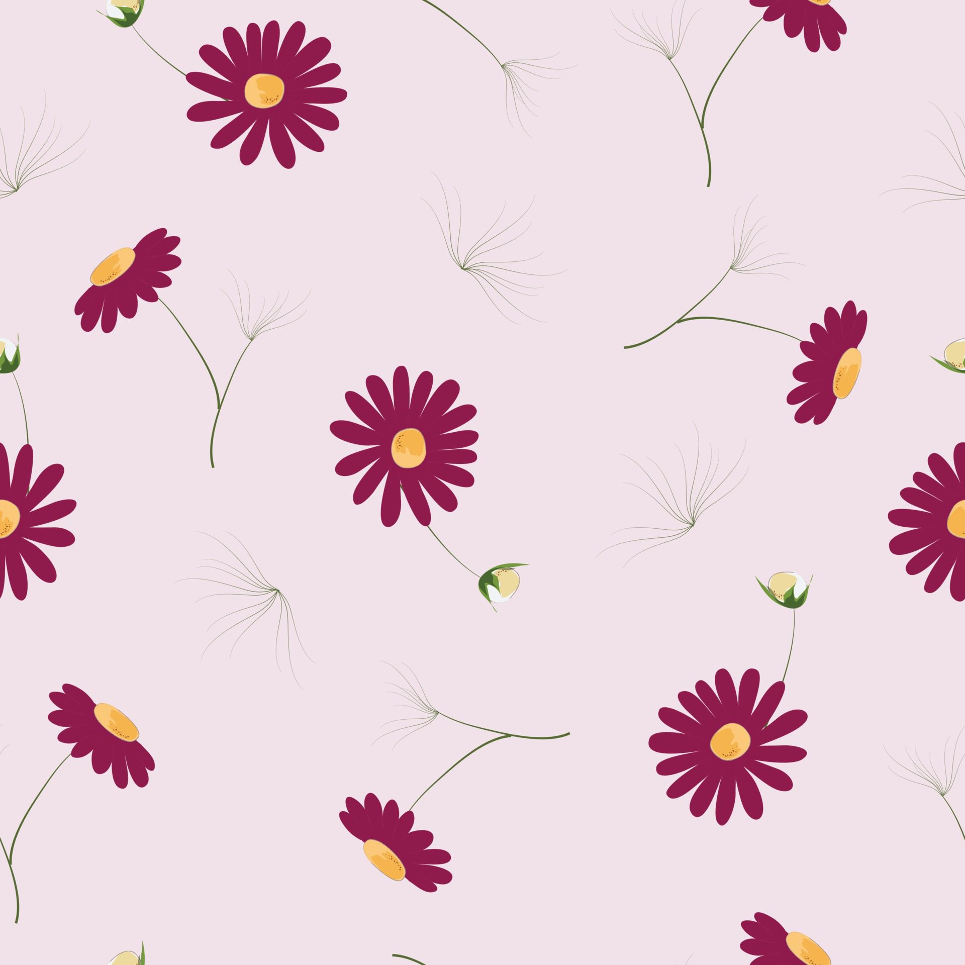 Cute vintage floral pattern seamless background Free Vector