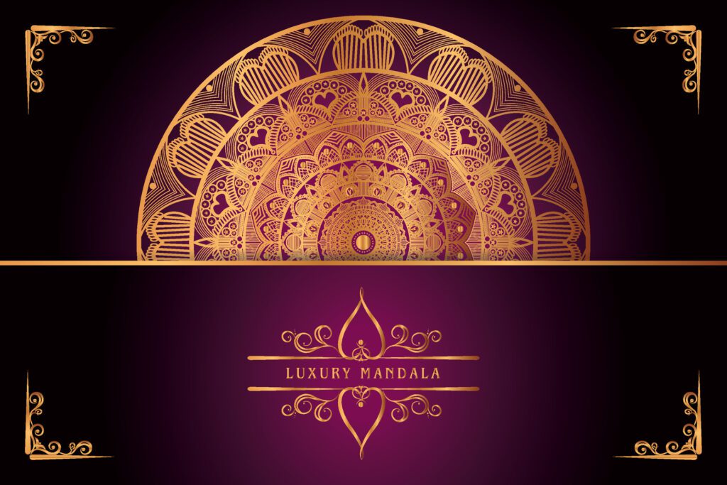 golden mandala design with gradients background Free Vector