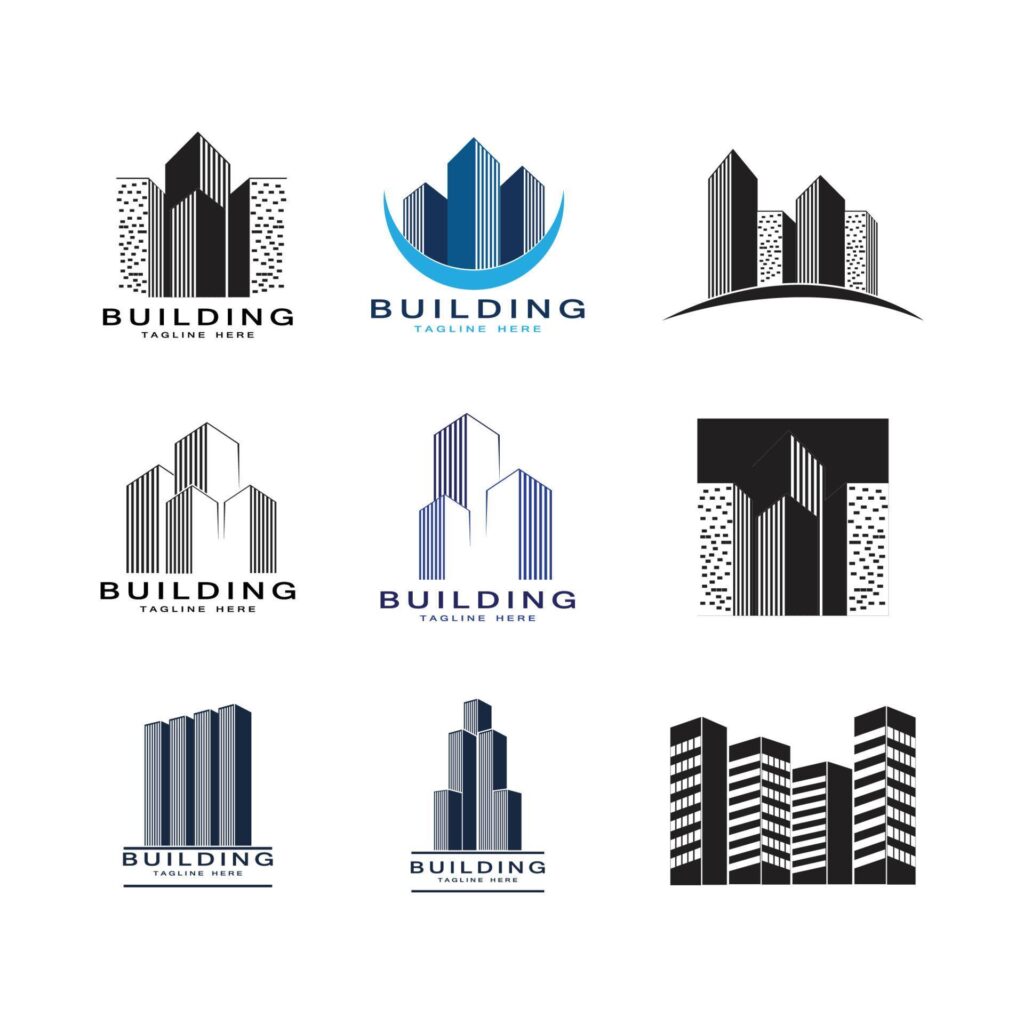 Set Real estate and home buildings logo icons template Stock Free